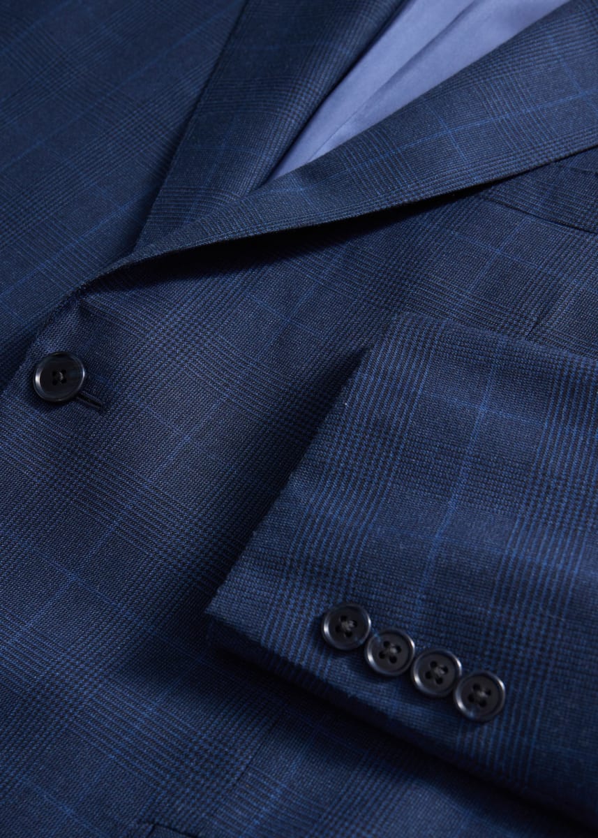 Wool & Silk Tonal Plaid Suit - Mid Blue