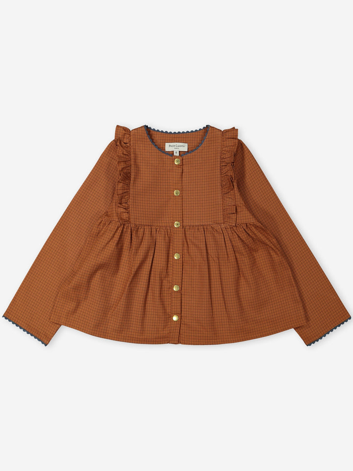 Alphee Ruffled Blouse - Chestnut Squares