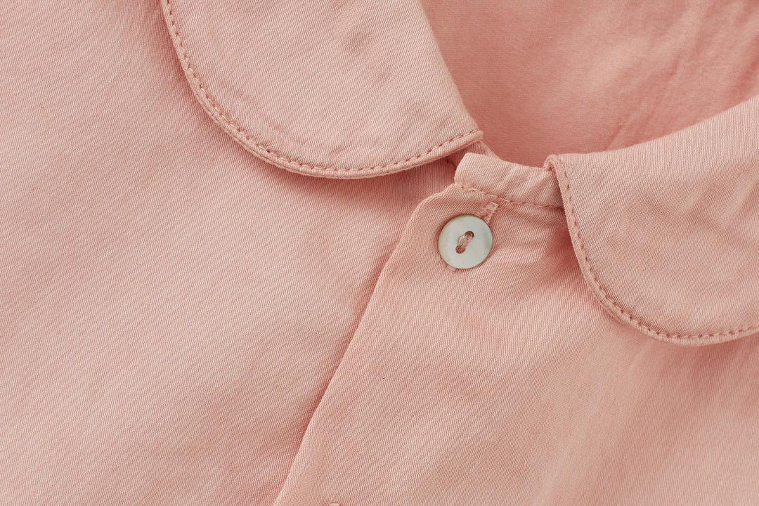 SS Organic Cotton Woven Peter Pan Collared Shirt - Pink Quartz