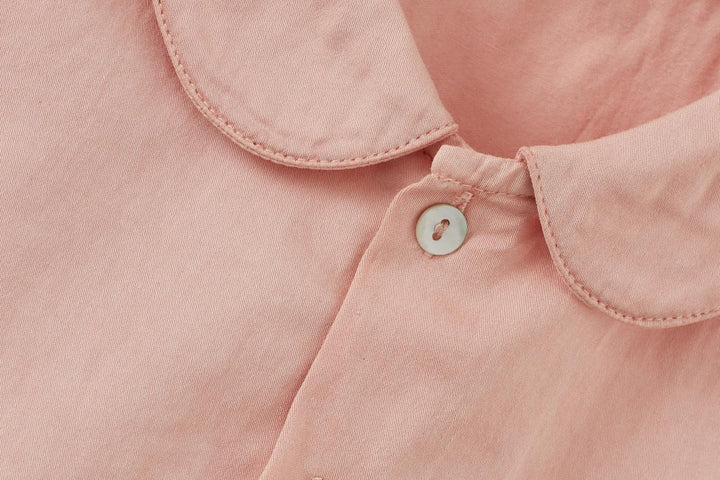 SS Organic Cotton Woven Peter Pan Collared Shirt - Pink Quartz