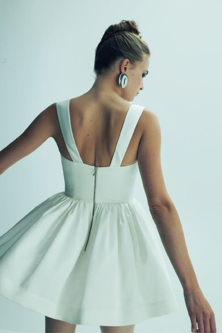 Leanne Satin Mini Dress - White