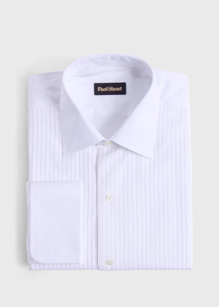 Slim Fit Narrow Pleat Formal Shirt - White - Button Down Shirt