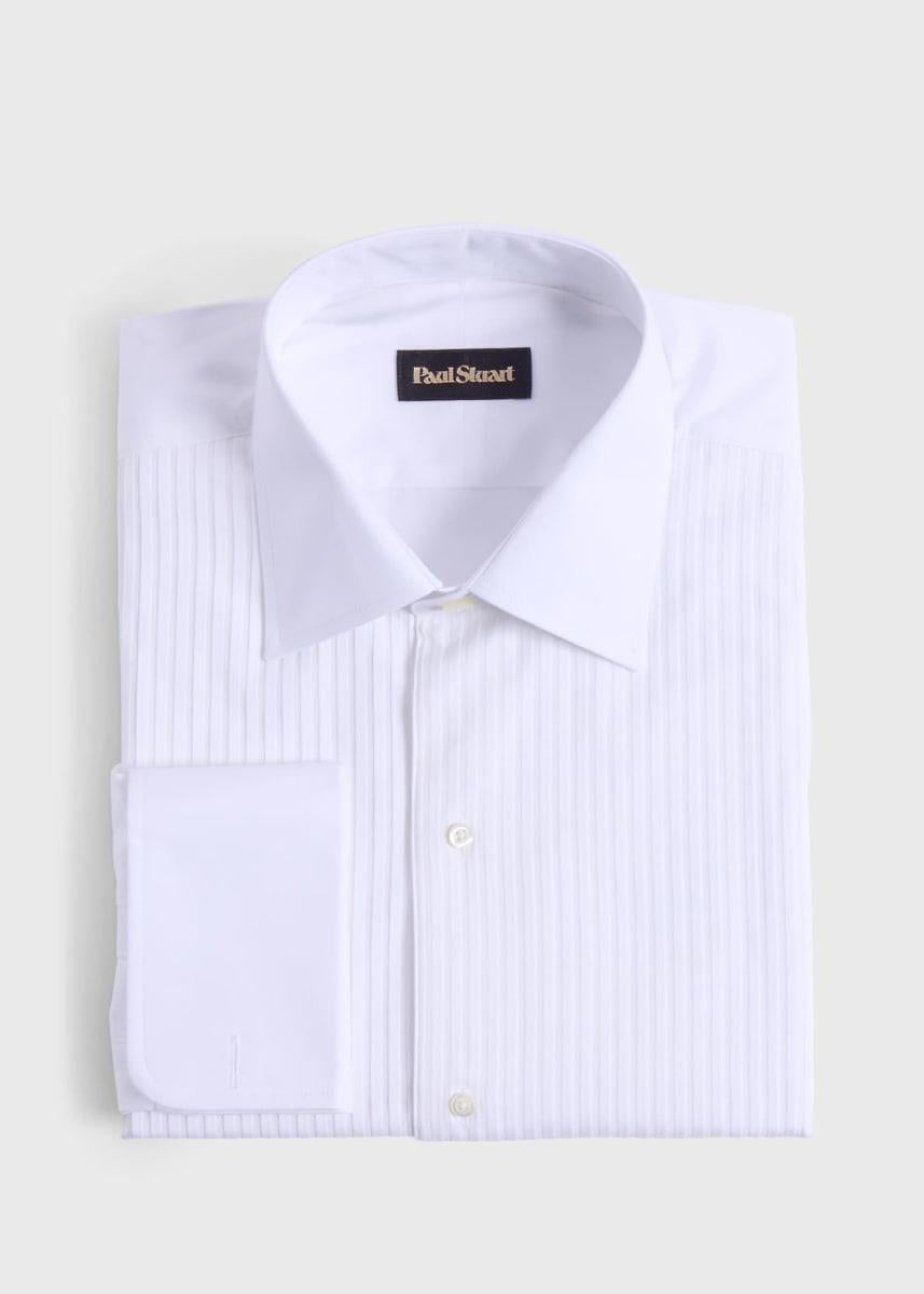 Slim Fit Narrow Pleat Formal Shirt - White - Button Down Shirt
