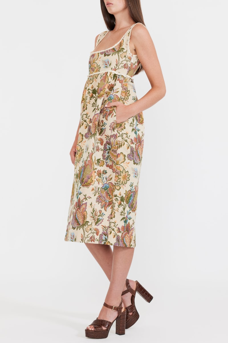 Emily Midi Dress - Rainbow Floral Jacquard