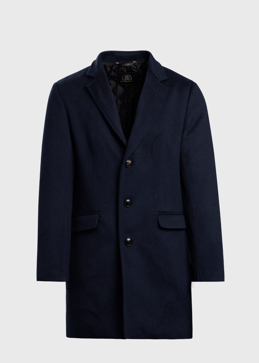 Wool Coat with Shearling Gilet - Navy