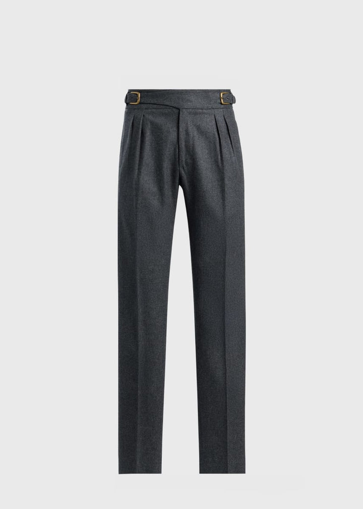 Super 100 Wool Flannel Gurka Pant - Charcoal