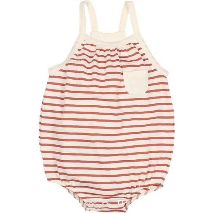 Stripes Romper with Chest Pocket - Terracotta One Pieces Buho 