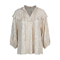 Top ruffle lurex jacquard - Beige