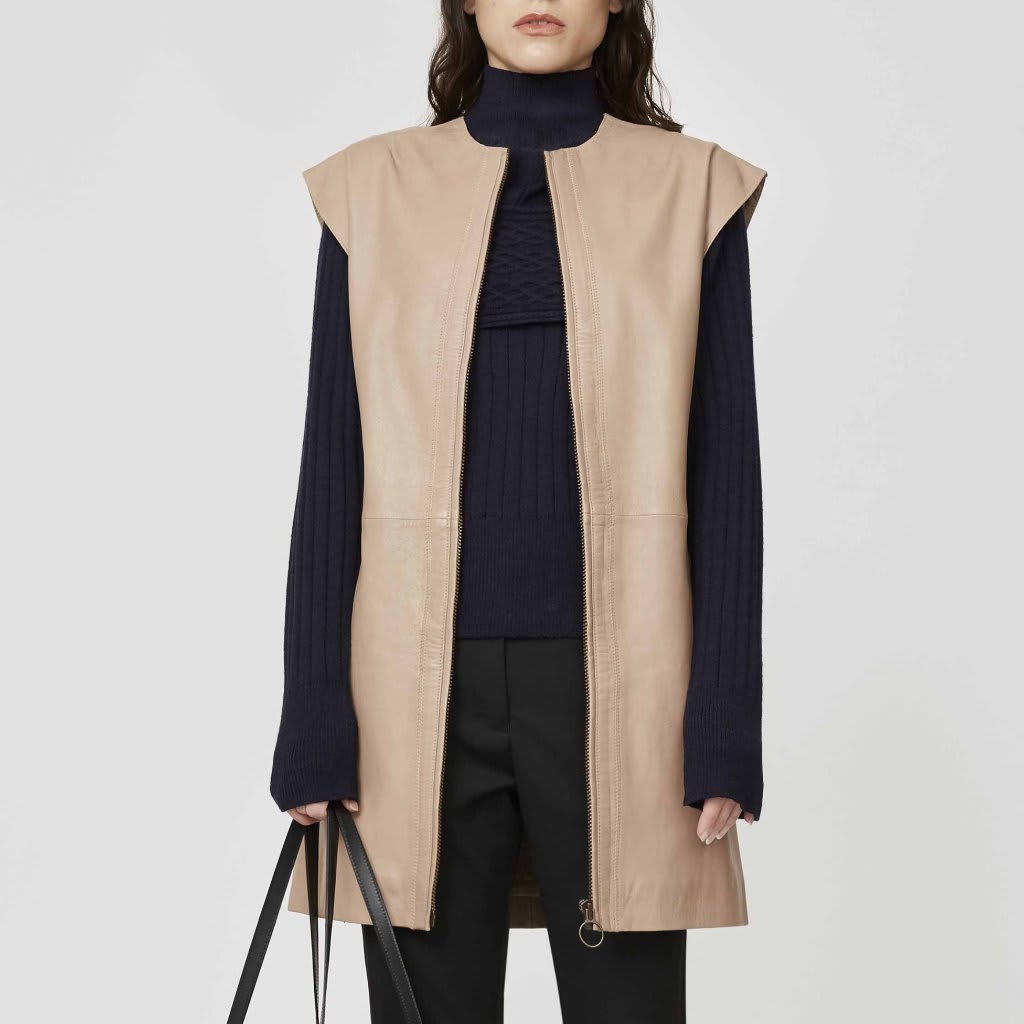 Leather Aglaja Dress/vest - Almond