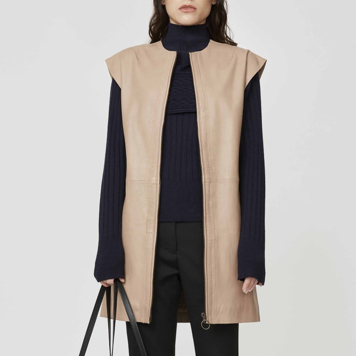 Leather Aglaja Dress/vest - Almond