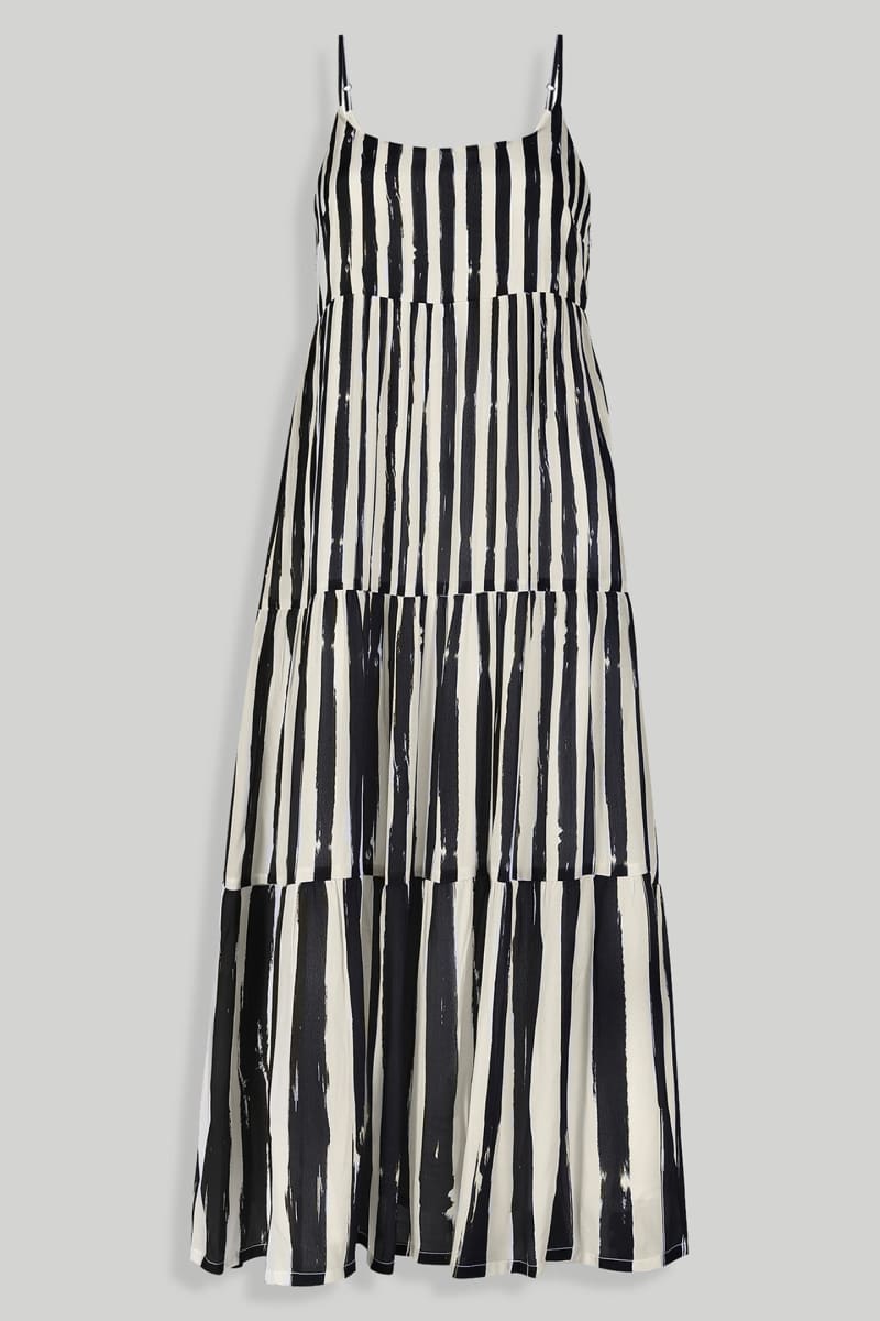 Strappy Tiered Maxi Dress - Striped Down