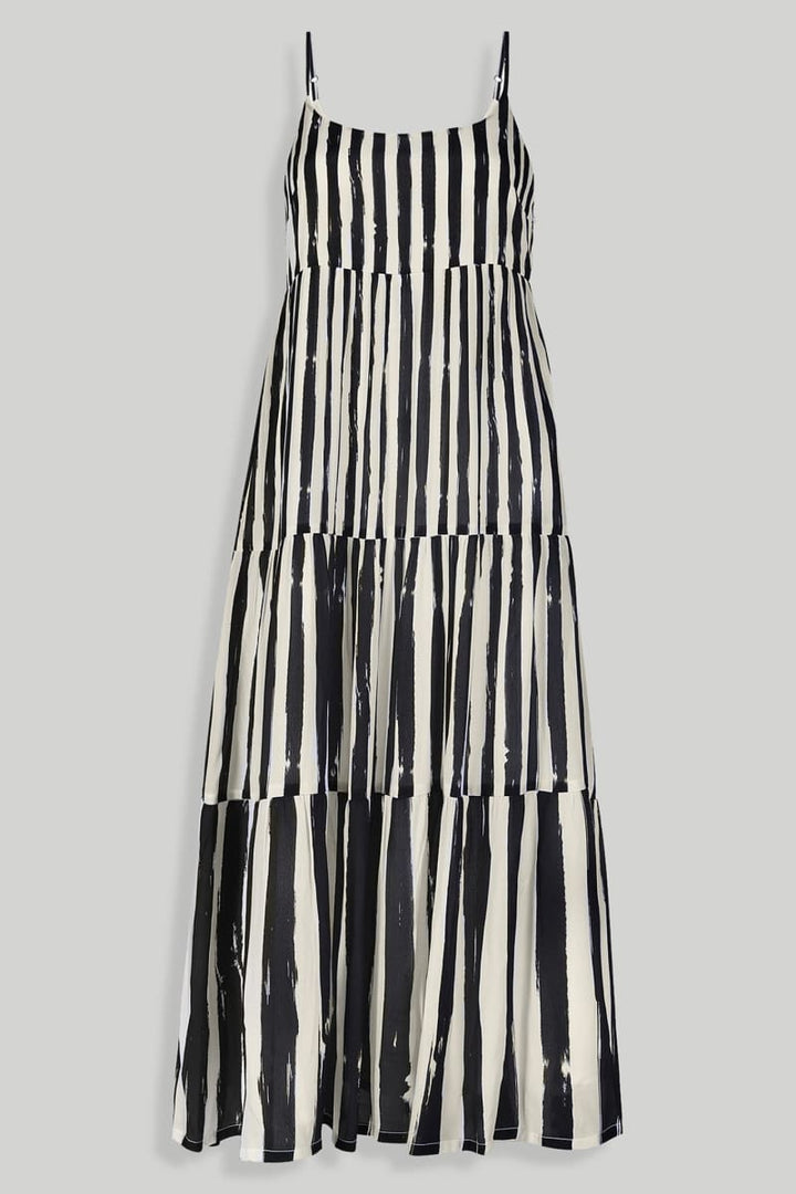 Strappy Tiered Maxi Dress - Striped Down