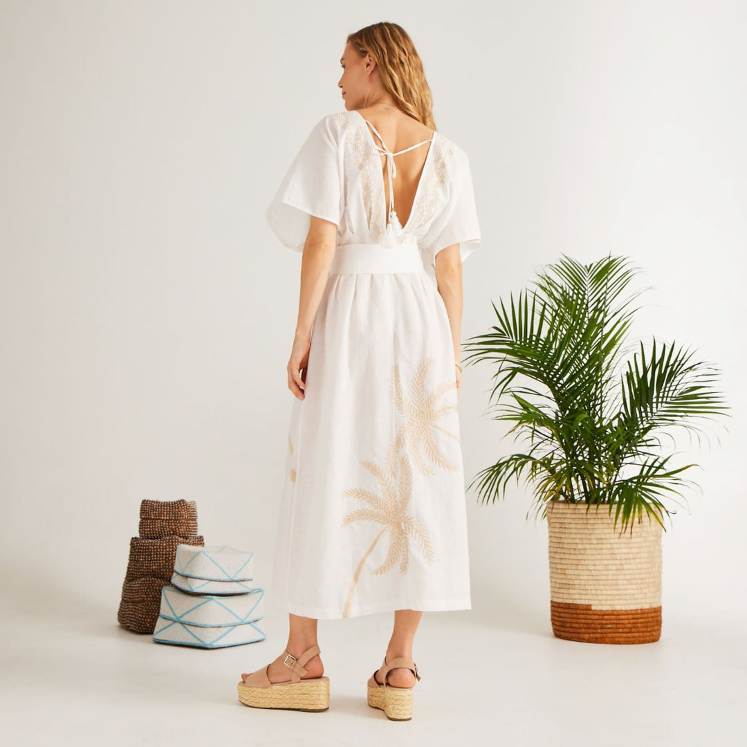 Penelope Dress - White Palm