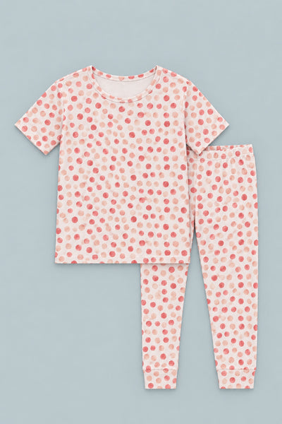 Big Kid Pajama Short Sleeve - Polka Dot Pink