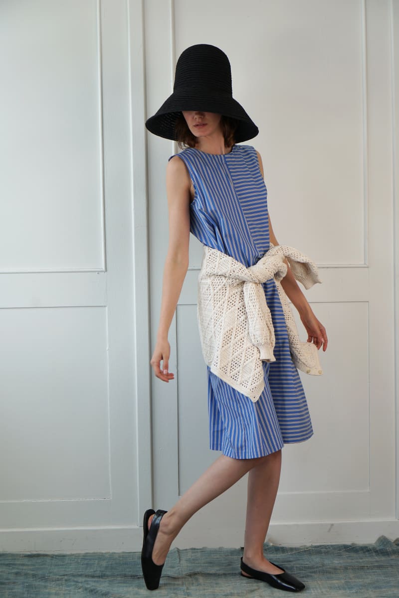 Reversible Uma Dress In Blue Striped Poplin