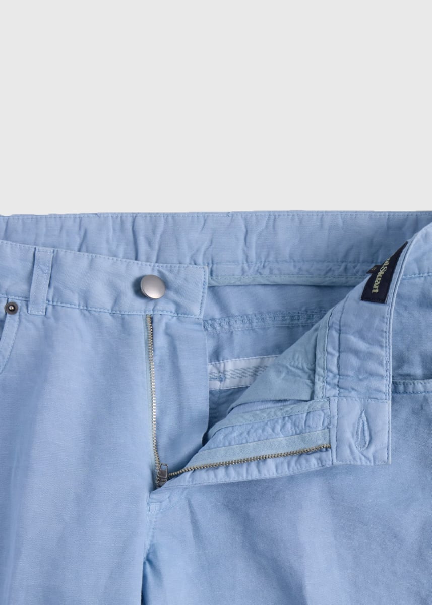 Linen & Cotton Five Pocket Pant - Light Blue