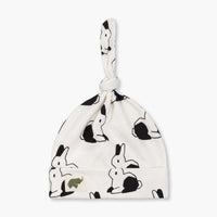 Top Knot Cap - Black + White Bunnies