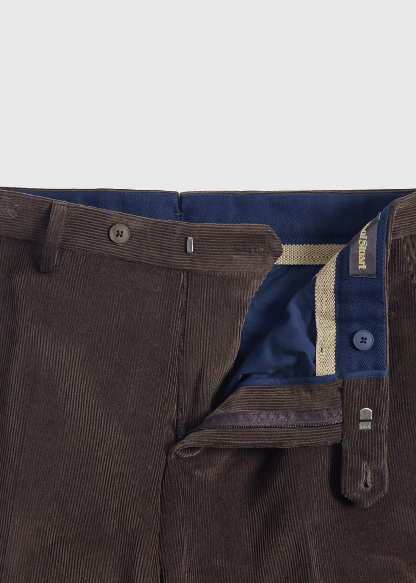 Suede Trimmed Corduroy Trouser - Chocolate