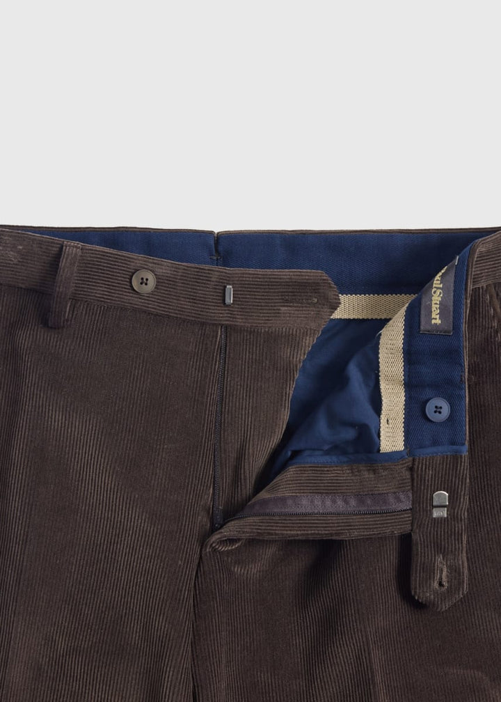 Suede Trimmed Corduroy Trouser - Chocolate