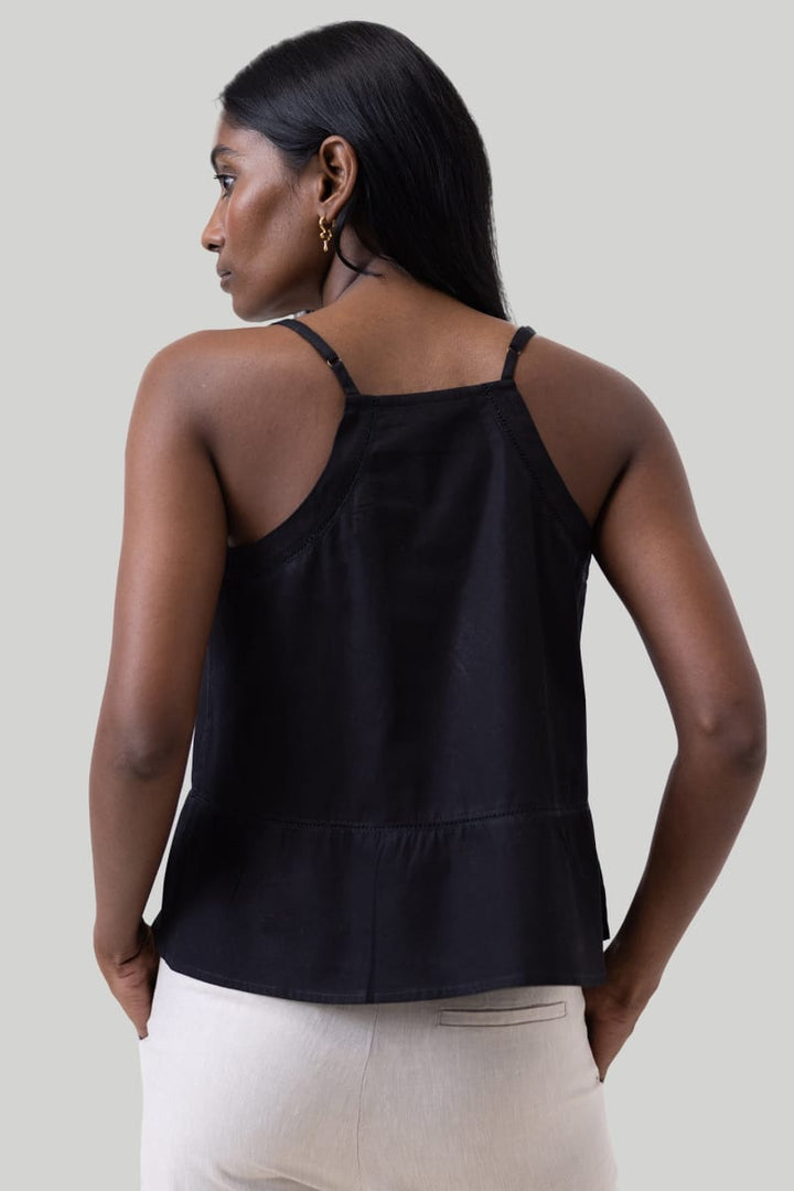 V-Neck Lace Camisole - Black
