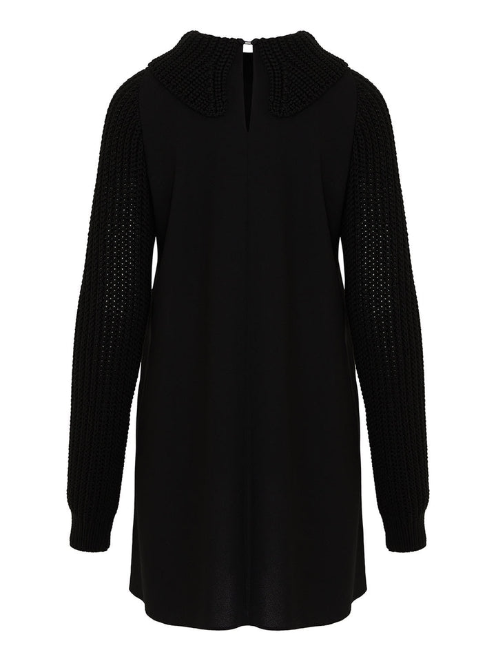 Knit Details Dress - Black