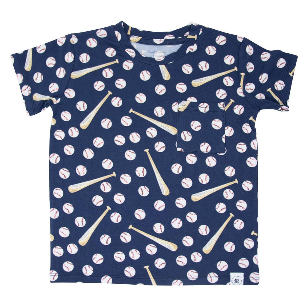 Crew Neck Tee - Little Slugger Navy