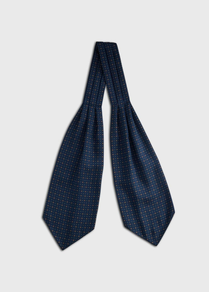 Micro Medallion Print Ascot - Navy