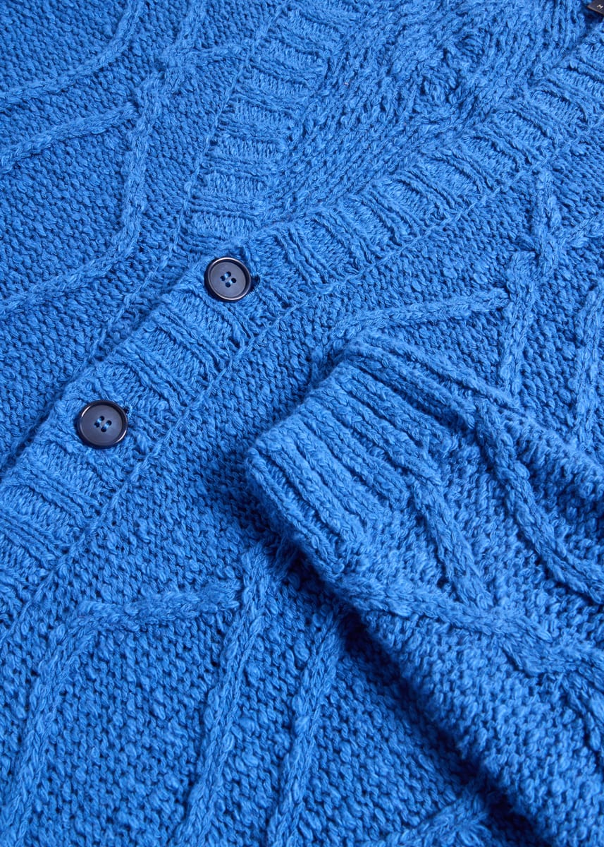 Open Weave Diamond Cardigan - Blue