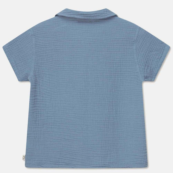 Gauze Camp Shirt - Sky Blue Tops My Little Cozmo 