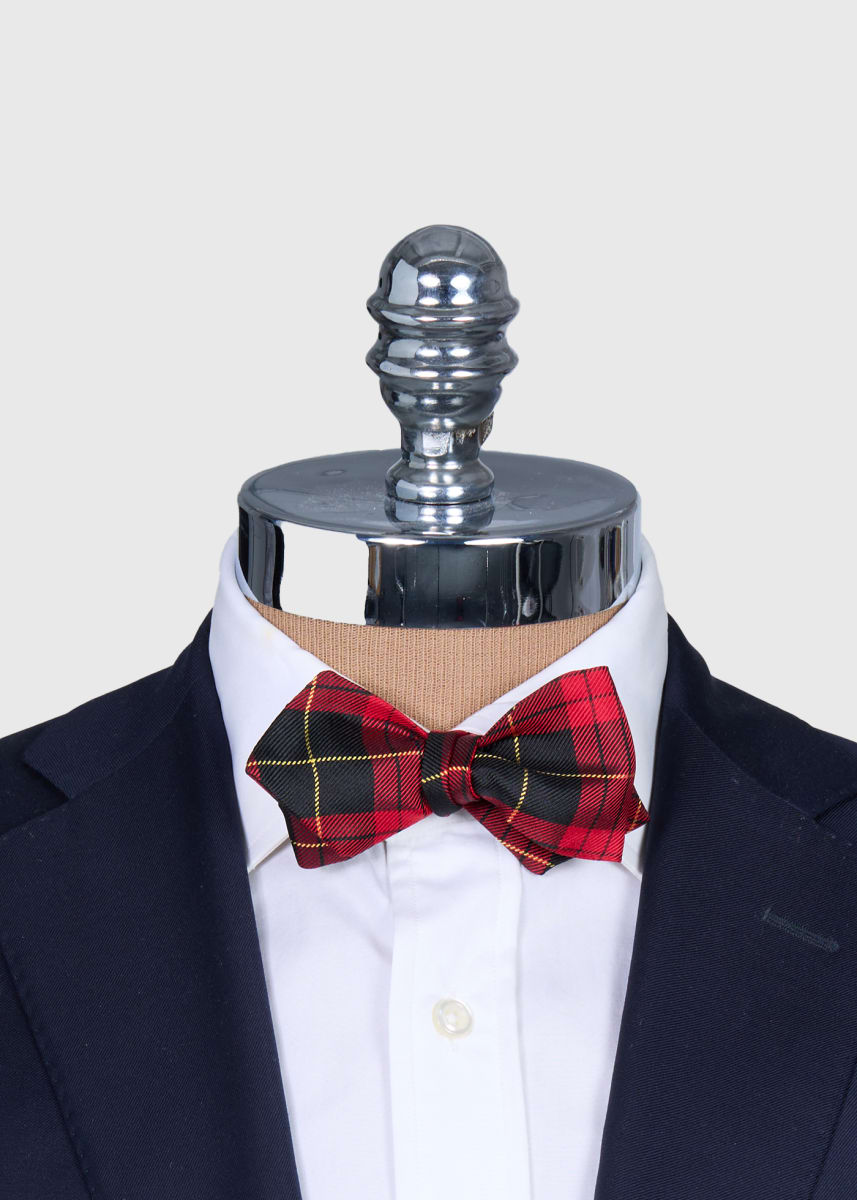 Red and Black Tartan Bow Tie - Red