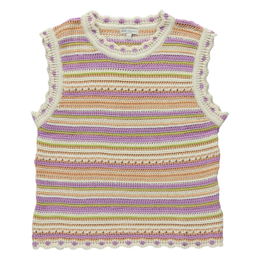 Paloma Woman Vest - Lilac, green and sand