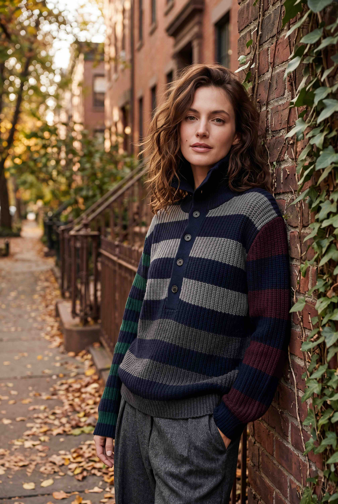 Parker Button Front Sweater - Navy