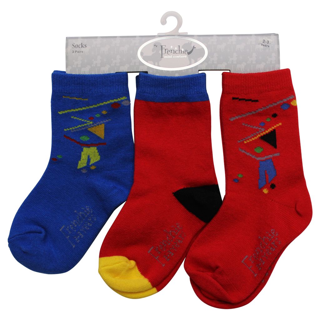 3-Pack Abstract Tall Socks - Red & Blue