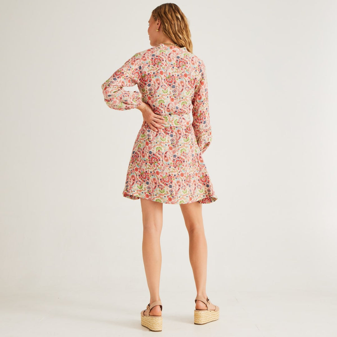 Amelia Dress - Ivory Wallpaper Paisley Print