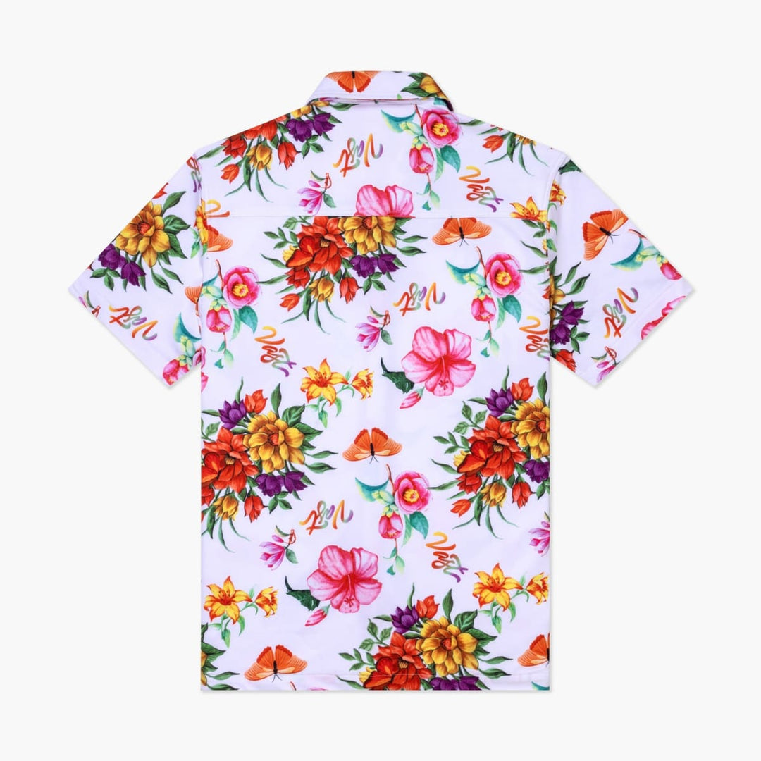 Aqua Terra Floral Watercolor Tech Button Up - Red Multi