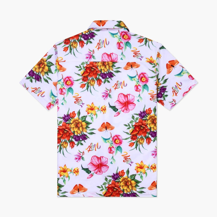 Aqua Terra Floral Watercolor Tech Button Up - Red Multi