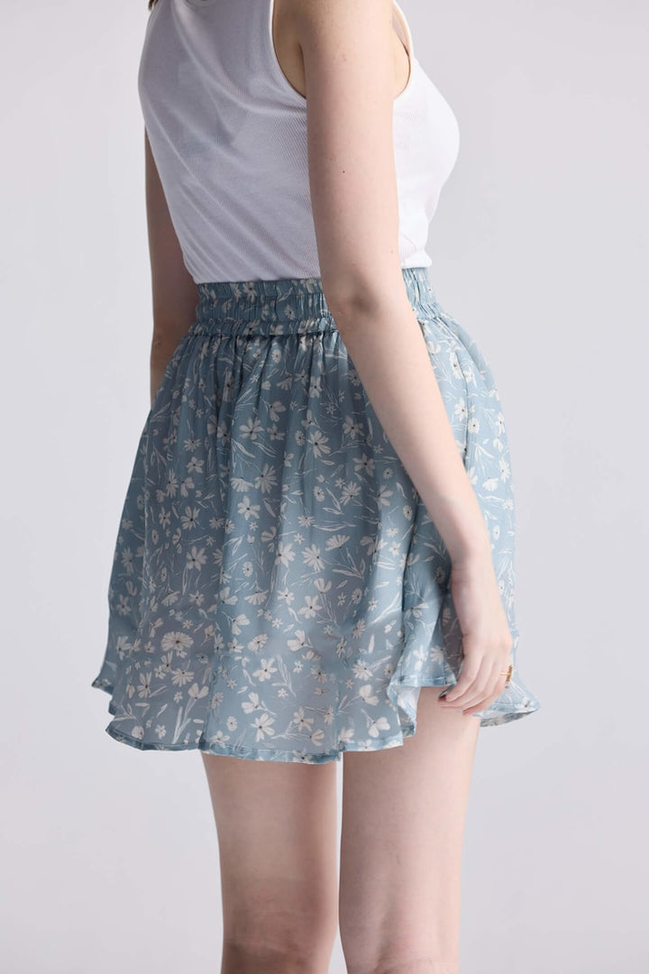Drawstring Short Skirt - Floral Poetry
