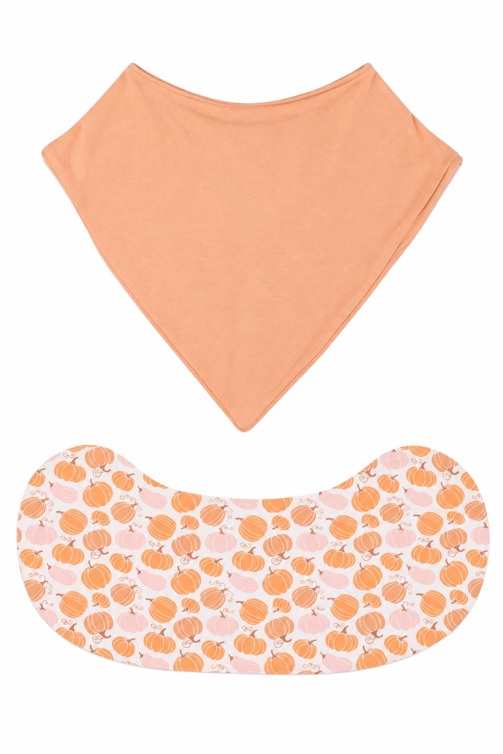 Sweet Bamboo Bib & Burp Cloth Set - Pumpkin Harvest