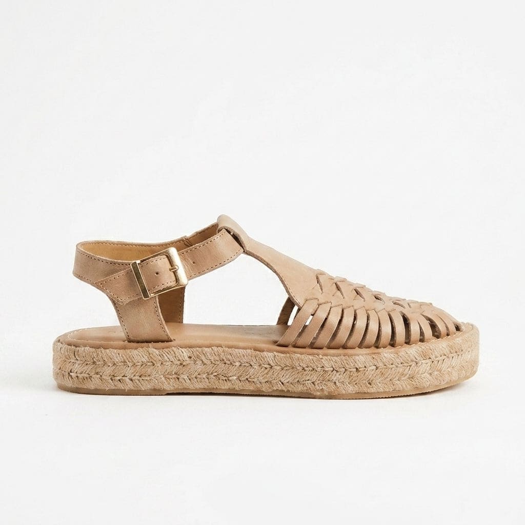 Huarache T-Strap Espadrille Sandal - Almond