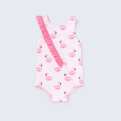 Ruffle One-Piece - Flamingo Floatie