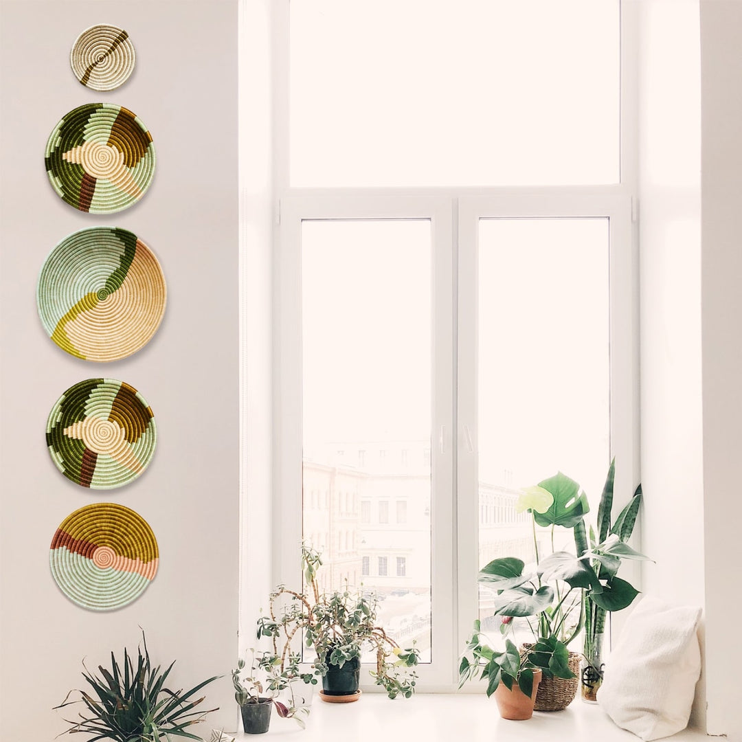 6" Small Striped Olive Round Basket