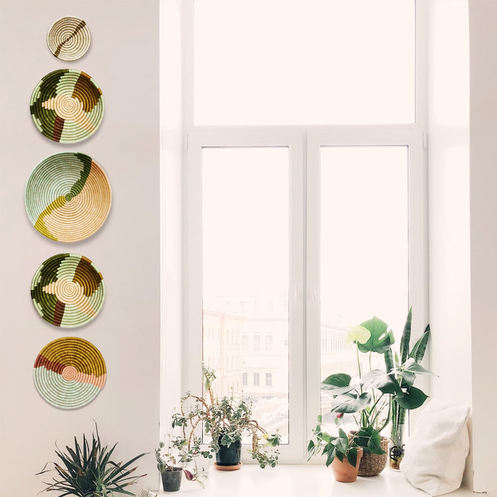 6" Small Striped Olive Round Basket