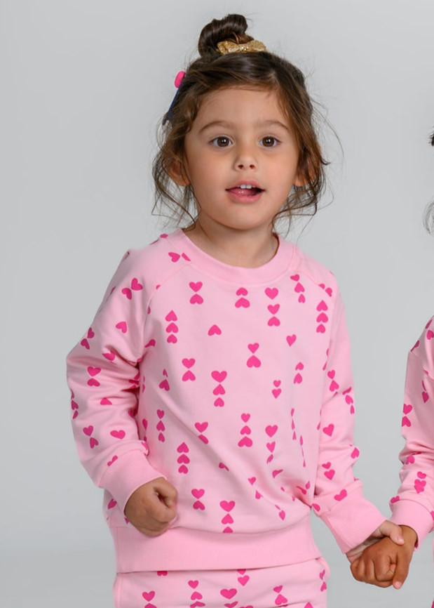 The Hearts Sweatshirt - Pink on Pink