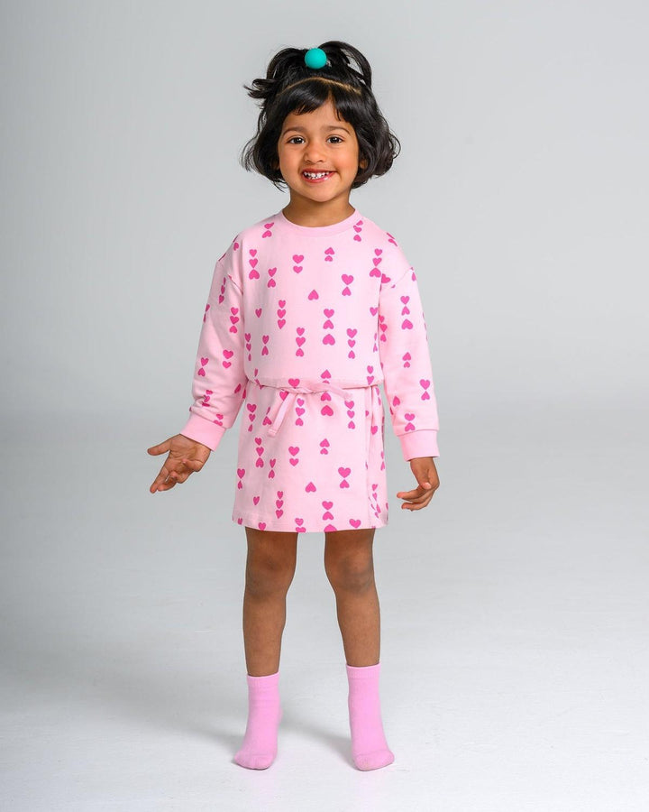 Pink-on-Pink Hearts Sweatshirt Dress