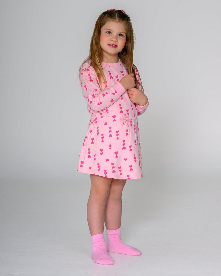 Pink-on-Pink Hearts Sweatshirt Dress