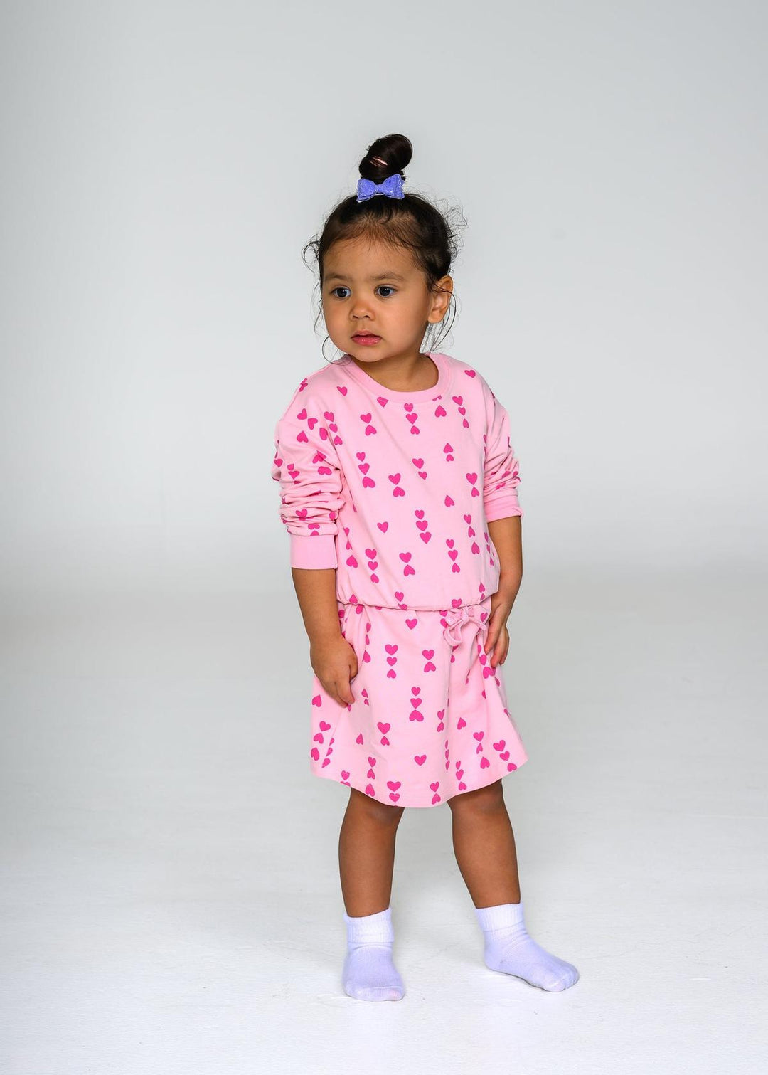 Pink-on-Pink Hearts Sweatshirt Dress