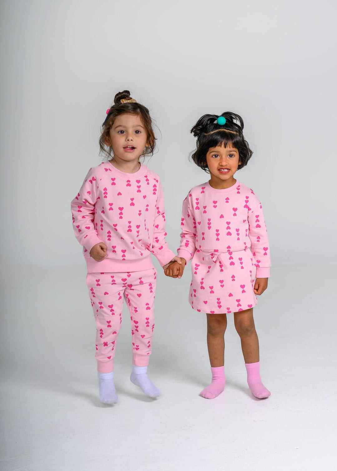 Pink-on-Pink Hearts Sweatshirt Dress