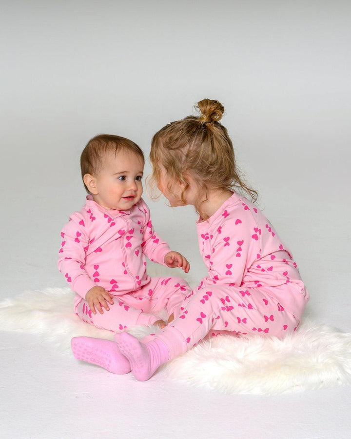 Pink-on-Pink Hearts Zip Romper