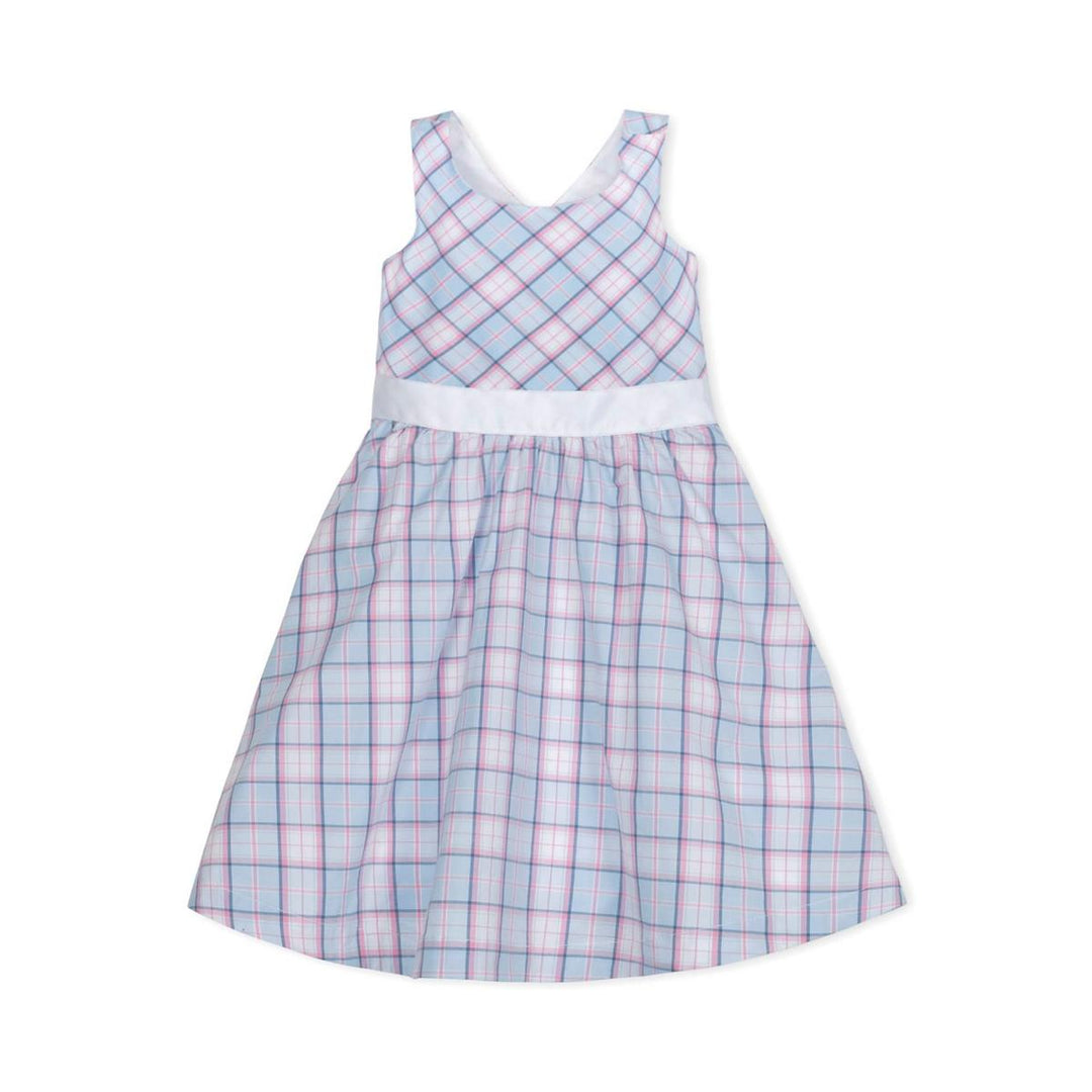 Baby Organic Cross Back Party Dress - English Blue Plaid