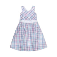 Baby Organic Cross Back Party Dress - English Blue Plaid